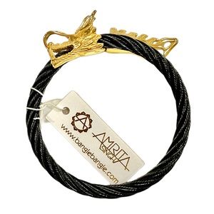 AMRITA SINGH Dragon Moon Bangle Bracelet Black/Gold for Good Luck Feng Shui